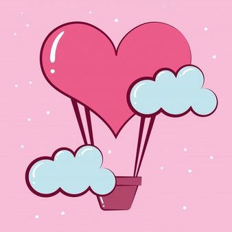 Hot Air Balloon Cartoon, Valentines Day Cartoons, Illustration Animals, Love Pink Wallpaper, Cartoon Heart, Hijab Cartoon, Graphic Editing, Hot Air Balloon, Pink Wallpaper