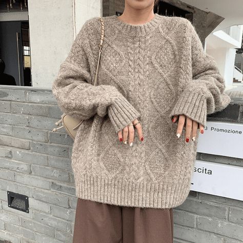 SALE $119.99-$79.99 Knit Sweater Outfit, Autumn Outfit, Winter Fashion Outfits, Cotton Sweater, Look Fashion, Aesthetic Clothes, Fashion Inspo Outfits, Sweater Outfits, Winter Fashion