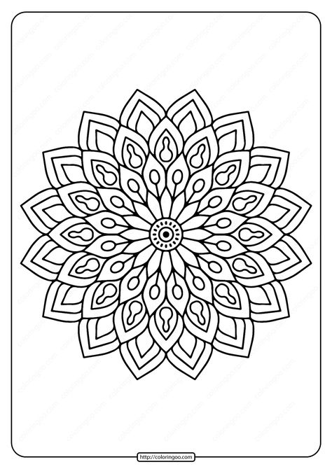 Free printable Flower Mandala pdf coloring pages and books for kids of all ages. You can print or download them to color and offer them to your family and friends. #printable #pdf #flower #mandala #coloringpage #coloringbook #drawing #painting Mandala Templates Free Printable, Colouring In, Flower Mandala Coloring Pages, Mandala Printable, Abstract Coloring Pages, Spring Coloring Pages, Mandala Stencils, Design Mandala, Pattern Coloring Pages