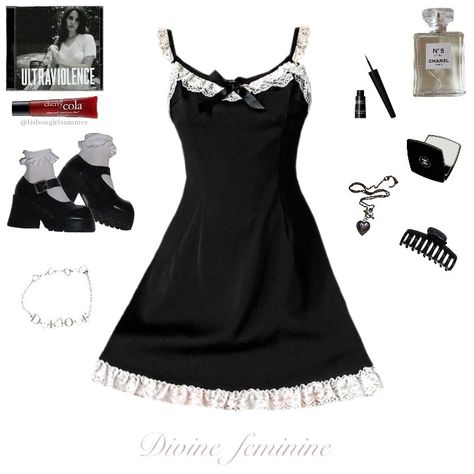 Fancy Emo Outfits, Gothic Coquette Outfits, Dark Dollette Outfits, Goth Coquette Outfits, Femcel Outfits, Dark Coquette Outfits, Polyvore Outfits Aesthetic, Dark Coquette, Swaggy Outfits