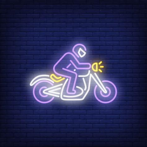 Man riding motorcycle on brick background. neon style Free Vector Instagram Hashtags For Likes, Hashtags For Likes, Background City, Background Neon, Brick Background, Neon Style, Custom Neon Lights, Car Icons, Lit Wallpaper