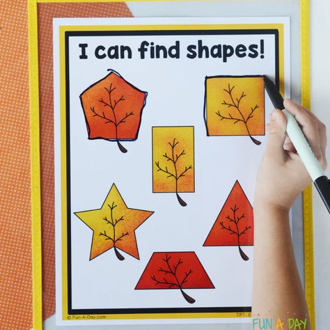 These leaf shape mats are a great way to practice two-dimensional shapes with preschool, pre-k, and kindergarten students. Math and fine motor skills practice in one engaging practice. Get your copy of the leaf shape play dough mats by clicking on the Fun-A-Day.com link. Leaf Lesson Plans Preschool, Leaf Theme Preschool, Shape Mats Free Printable, Paint On Leaves, Leaf Lesson Plans, Pumpkin Lesson Plans, Leaf Activity, Leaf Lessons, November Lesson Plans