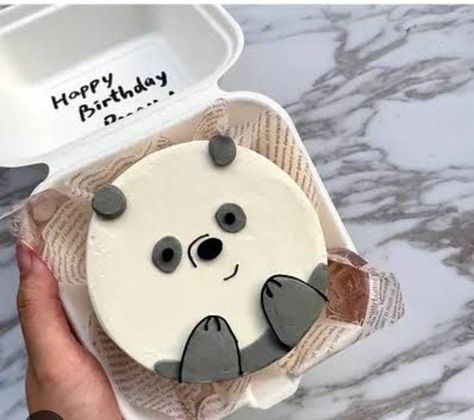 Panda Cake Ideas Simple, Panda Bento Cake, Panda Cake Ideas, Panda Cake Design, Panda Birthday Cake, Cake Designs For Kids, Birthday Cake For Him, Korean Cake, Simple Cake Designs