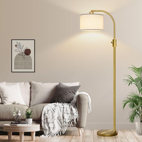 【Upgraded】 Dimmable Floor Lamp, 1200 Lumens LED Bulb Included, Gold Arc Floor Lamps for Living Room Modern Standing Lamp with Linen Shade, Tall Lamp for Living Room Bedroom Office Reading Room Nursery - Amazon.com Lamp In Living Room, Modern Standing Lamp, Floor Lamps For Living Room, Modern Standing Lamps, Dimmable Floor Lamp, Tall Lamp, Lamps For Living Room, Gold Floor Lamp, Tall Lamps