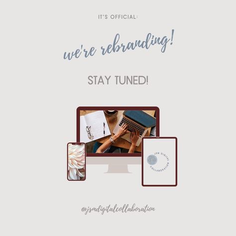 We are excited to announce that...WE'RE REBRANDING ❤️ ▪️ We've been so busy over here taking courses and learning all things branding and we totally can't wait to share. ▪️ A new JSM Digital Collaboration is coming at you soon with and we have all the deets... ▪️ ✔️ New Website ✔️ Content Ideas ✔️ Tips ✔️ How To's ✔️ Classes ✔️ And SOOO Much More! ▪️ So keep your eyes peeled as we transform ourselves and our brand 👀 Collaboration Poster Brand, Website Launching Soon Poster, How To Announce Rebranding, Rebranding Instagram Post, New Website Announcement Posts, Rebrand Announcement Social Media, Instagram Rebranding Ideas, Instagram Announcement Design, Website Launch Announcement Posts Design