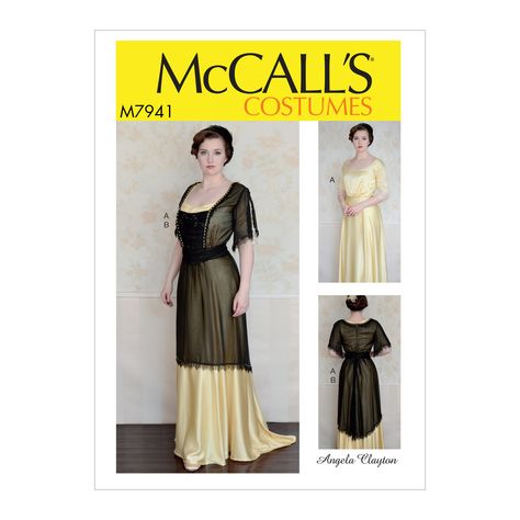 McCall's 7941 Misses' Costume sewing pattern Edwardian Era Dress, Angela Clayton, 1900s Dress, Beaded Fringe Trim, Titanic Dress, 1920s Costume, Evening Dress Patterns, Costume Sewing, 20s Party