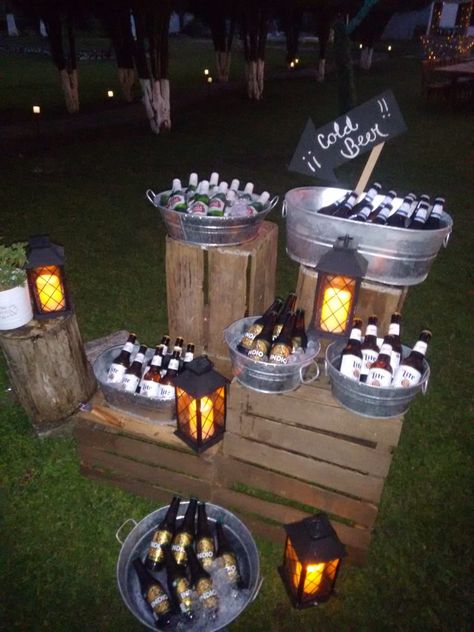 Backyard 40th Birthday Party Ideas For Men, Birthday Party Ideas 40 For Men, 40th Birthday Country Theme, Pub Themed Party Decor, Male Themed Birthday Party, Rustic Party Decor Birthday Men, 30th Country Birthday Party, Rustic Bday Party Decor, Country 40th Birthday Party Ideas