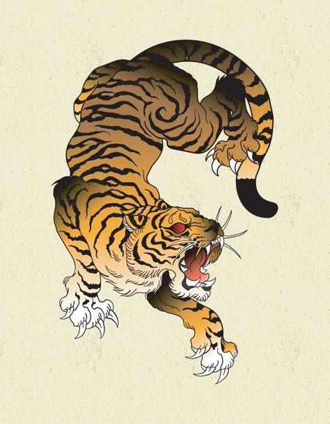 Japanese Tiger Art, Japanese Tiger Tattoo, Asian Tigers, Japanese Tiger, Tiger Tattoo Design, Japan Tattoo Design, Tattoo Portfolio, Japan Tattoo, New School Tattoo