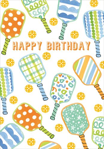 Artist: Anne Keenan Higgins Serve up some fun on their special day with the Birthday Pickleball Eday N Size Birthday Card—a lively and engaging card designed for pickleball enthusiasts and sports lovers alike. This card combines playful design with a touch of sportsmanship, making it the perfect way to celebrate a birthday with a unique twist. Features: Design: The Birthday Pickleball Card features a dynamic and colorful illustration of a pickleball scene, complete with paddles, a pickleball, an Anne Keenan Higgins, Pickleball Birthday, Happy Birthday Wishes Cards, Birthday Wishes Cards, Birthday Messages, Unique Cards, Greeting Card Design, Card Designs, Happy Birthday Wishes