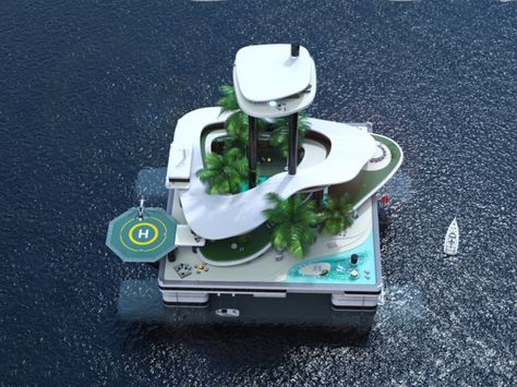 Forget mega yachts – this mobile private island just upped the ante on billionaire toys | YACHT DESIGN HAS gotten pretty extravagant in recent years but nothing compares to Kokomo Ailand. More mobile island than yacht, Kokomo is a floating, semi-submersed vessel with a level of luxury that rivals a four-star resort...[Futuristic Islands: http://futuristicnews.com/tag/island/ Floating Buildings: http://futuristicnews.com/tag/floating/ Futuristic Ships: http://futuristicnews.com/tag/watercraft/] Kokomo Island, Portable Island, Island Architecture, Monaco Yacht Show, Artificial Island, Man Made Island, Outdoor Stage, Outdoor Cinema, Floating House