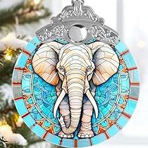 Elephant Christmas, Acrylic Keepsakes, Christmas Elephant, Elephant Ornament, Stained Glass Ornaments, Elephant Lover, Christmas Ornaments Gifts, Colorful Gifts, Christmas Tree With Gifts