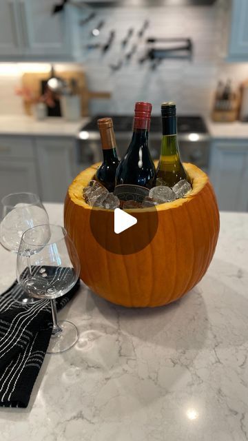 Laura Register on Instagram: "This DIY pumpkin wine cooler is so easy to make, and perfect for that girls night or Halloween party you’re hosting!   Would you try this? 👇🏼   Be sure to like and save this post for later! Follow @register_boulevard for more home inspo! . . . #registerboulevard #home  #homeblogger #homedecorator #homedesign #homedecor #homedecoration #homeinterior #homeinspo #homeinspiration #homestyle #myhomestyle #homeideas #m#homelove #cozyhome #ａｅｓｔｈｅｔｉc #diy #halloweendiy #pumpkindecor #diypumpkins" Pumpkin Cooler, Pumpkin Wine, Holiday Inspo, Aesthetic Diy, Halloween Wine, Wine Bucket, Home Inspo, Diy Pumpkin, Diy Wine