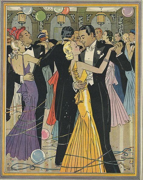 New Years Eve Party, 1931-1932 from the Ladies Home Journal magazine Vintage Happy New Year, Vintage Wedding Party, New Years Traditions, New Year Illustration, Art Deco Illustration, Roaring Twenties, New Year Card, New Year Celebration, Eve Parties