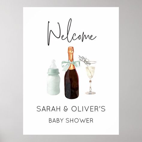 Green Neutral Sip and See Baby Shower Welcome Sign - Baby Shower Gifts Sip And See, Green Baby Shower, Shower Welcome Sign, Baby Arrival, Baby Shower Welcome Sign, Main Event, Baby Bottle, Baby Signs, Party Signs