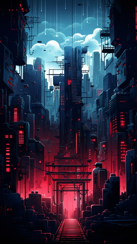 Red Cyberpunk Aesthetic, Camoflauge Wallpaper, Pretty Phone Backgrounds, Cityscape Wallpaper, Sci Fi Landscape, Vaporwave Wallpaper, Japanese Poster Design, Wallpaper Iphone Neon, Cyberpunk City