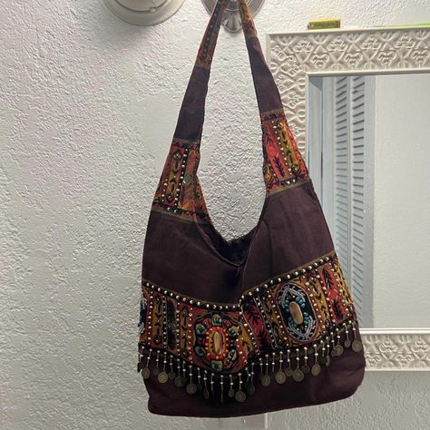 Hippie Handmade Brown Shoulder Bag, Handmade Hippie Shoulder Bag, Handmade Hippie Crossbody Bag, Handmade Hippie Crossbody Shoulder Bag, Multicolor Patchwork Hippie Shoulder Bag, Hippie Purse, Beaded Bag, Jewelry Accessories Ideas, Bag Brand