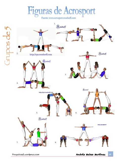 Pirámides/Figuras de Acrosport por número de componentes y niveles Group Yoga Poses, Two People Yoga Poses, Yoga Terms, Partner Acrobatics, Gymnastics Lessons, Acro Yoga Poses, Yoga Poses For 2, Acro Gymnastics, Yoga Poses For Two