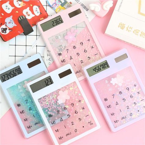 Solar Calculator, Pretty School Supplies, Stationary School Supplies, Stationery Obsession, Cute Stationary School Supplies, Cute School Stationary, Stationary Items, Kawaii School Supplies, Study Stationery