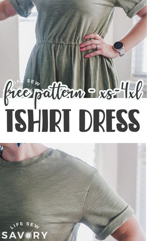 Simple Diy Dress Pattern, Tshirt Dress Sewing Pattern Free, Jersey Dress Pattern Free, Button Down Dress Pattern Free, T Shirt Dress Pattern Women, T Shirt Dress Sewing Pattern, Easy Plus Size Dress Pattern Free, Easy Dress Sewing Patterns For Beginners, Easy Dress Sewing Patterns Free