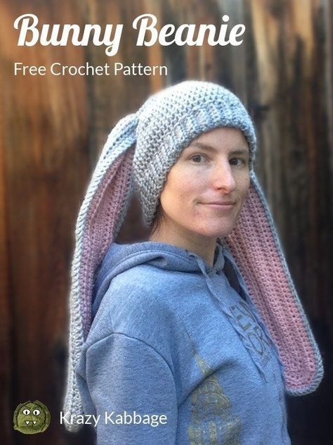 Crochet this awesome Floppy Bunny Ears beanie for Easter! This makes a great gift and the pattern is free. Kids (and some adults!) will love wearing this! #easter #beanie #crochet #crochetpattern #freecrochetpattern #bunny #floppybunnyearsbeanie #bunnyearsbeanie #crochetbeanie #eastercrochetpatterns #giftideas #craftgossip Bunny Ears Beanie, Bunny Hat Crochet, Floppy Bunny Ears, Yarn Beanie, Floppy Bunny, Crochet Easter, Bunny Hat, Crochet Beanie Pattern, Easter Crochet