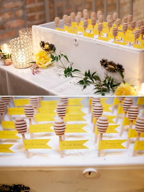 Adorable honey bee wedding decor by Greatest Expectations! Photos by Simply Jessie Photography via JunebugWeddings.com. Bee Wedding Theme, Honey Bee Wedding, Honey Bee Theme, Honey Favors, Bee Theme Party, Bee Wedding, Honey Wedding, Bee Party, Bee Inspired