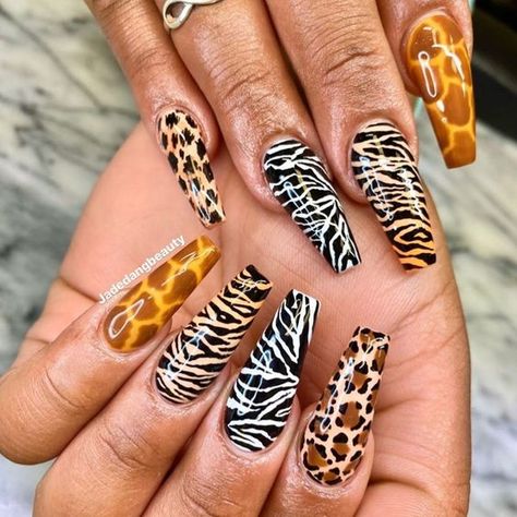 Safari Nails Designs, Safari Nail Art, Zoo Nails, Animal Print Nail Designs, Giraffe Nails, Safari Nails, Animal Print Nail Art, Shower Nails, Leopard Nail Designs