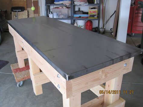 Sheet Metal Worktop Bench Top Ideas, Garage Bench, Workbench Top, Workbench Designs, Shop Work Bench, Woodworking Bench Plans, Shop Bench, Diy Workbench, Workbench Plans