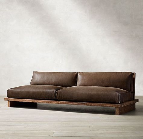 Rustic Sofa, Rh Modern, Furniture Logo, Sofa Handmade, Wooden Sofa, Leather Couch, Furniture Vanity, Creative Furniture, Oak Furniture