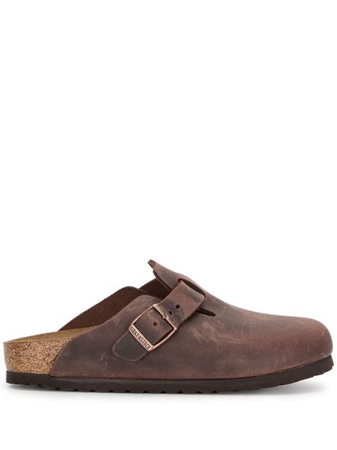 Birkenstock Boston open-selvage Slippers - Farfetch Birkenstock Boston Leather, Birkenstock Slippers, Brown Mules, Birkenstock Brown, Sandals Brown, Birkenstock Sandals, Birkenstock Boston, Aesthetic Style, San Fran