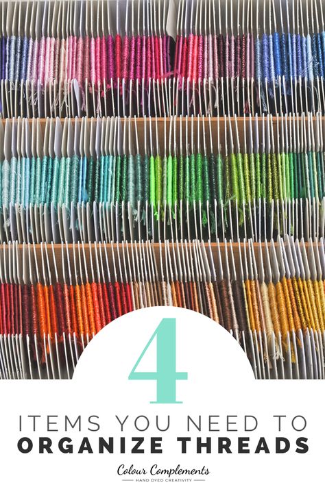 DIY Tips & Tricks to organize your threads in your craft room for optimal storage and organization! . #colourcomplements #handdyedthreads #embroiderythreads #threads #craftroom #storage #diy #diystorage #organization #organizeyourspace #organizecraftroom Embroidery Thread Storage Ideas, Needlepoint Organization, Embroidery Organization Storage Ideas, Needlepoint Storage, Embroidery Thread Organization, Thread Storage Ideas, Embroidery Thread Storage, Sewing Supplies Organization, Craftroom Storage