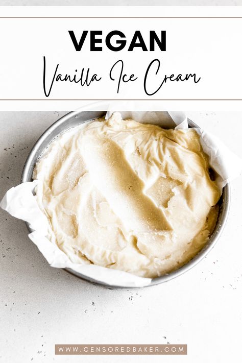 Simple dairy free vanilla ice cream recipe. Few ingredients and very little active time! #veganicecream #vanillaicecream #icecreamrecipe Vegan Vanilla Ice Cream Recipe, Vegan Frozen Dessert, Dairy Free Vanilla Ice Cream, Vegan Vanilla Ice Cream, Gluten Free Vegan Recipes Desserts, Vegan Ice Cream Recipe, Vegan Gluten Free Desserts, Vanilla Ice Cream Recipe, Homemade Vanilla Ice Cream