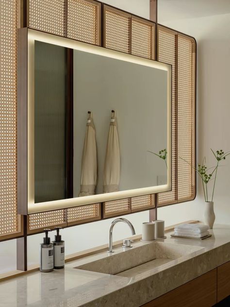 Cane Bathroom, Trunk Hotel, Minimalistic Bathroom, Keiji Ashizawa, Small Lounge Chairs, Japan 2023, Yoyogi Park, Rooftop Lounge, Hotel Room Design