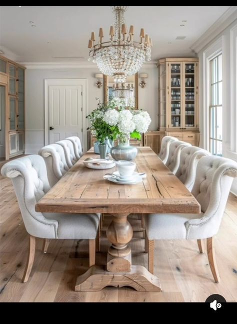 Custom Farmhouse Table, Wooden Dining Table Rustic, Oak Hardwood Floors, Kitchen Cabinet Inspiration, White Oak Kitchen, Ideas For Design, Housing Ideas, White Oak Hardwood Floors, Light Hardwood Floors