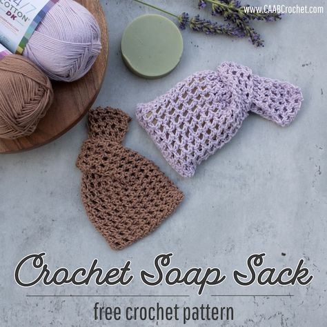 This crochet soap sack pattern is designed in the style of a knot bag. You can quickly shut the bag without tying, zipping or snapping! Free crochet pattern from Cute As A Button Crochet & Craft! Christmas Tree Yarn, Soap Sack, Coconut Cakes, Quick Crochet Projects, Foundation Single Crochet, Crochet With Cotton Yarn, Knot Bag, Soap Bag, Dishcloth Crochet Pattern