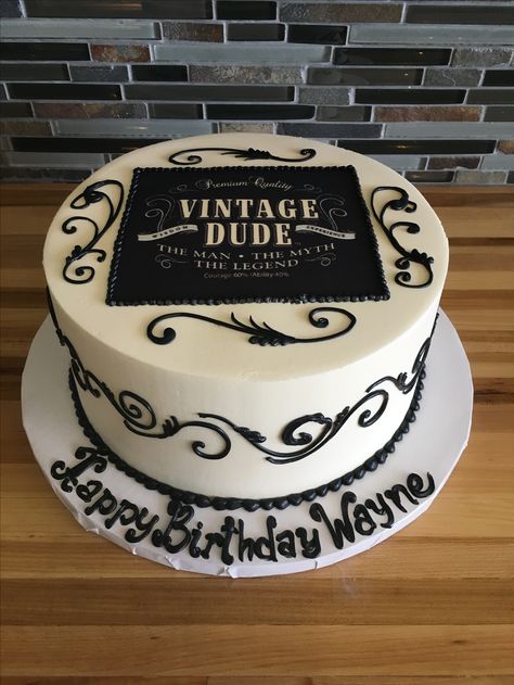 vintage dude birthday cake scroll work 50th Vintage Birthday Cake, 75th Birthday Cake For Man, 80 Th Birthday Cake For Men, 75 Birthday Cake Men, Vintage Cake For Men, Vintage Dude Cake, Festa Jack Daniels, 50th Birthday Cakes For Men, 65 Birthday Cake