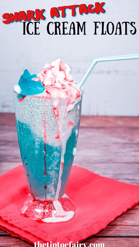 Ice Cream Floats For Kids, Ice Cream Floats Ideas, Float Drinks, Ice Cream Sundae Ideas, Shark Ice Cream, Ice Cream Float Bar, Floats Ice Cream, Ice Cream Truck Ideas, Shark Week Recipes