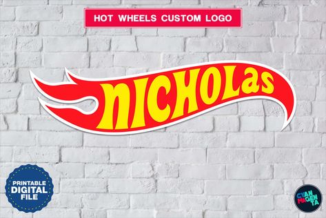 I am a designer, I love creating new concepts and illustrate my imagination. Hot Wheels Letters, Hot Wheels Party Decorations, Car Centerpieces, Logo With Name, Racing Birthday, Hot Wheels Custom, Wheel Logo, Hot Wheels Birthday, Hot Wheels Party