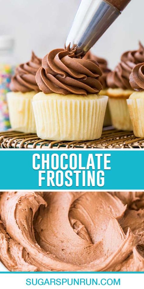 My Favorite Chocolate Frosting Recipe - Sugar Spun Run Best Chocolate Buttercream Frosting, Chocolate Icing Recipes, Buttercream Recipes, Chocolate Frosting Recipe, Chocolate Buttercream Frosting Recipe, Milk Chocolate Frosting, Chocolate Buttercream Icing, Buttercream Frosting Cake, Frosting Recipes Easy