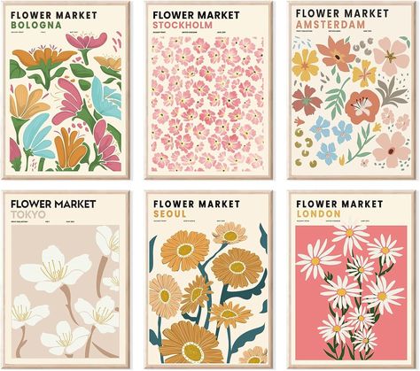 Flower Market Posters, Vintage Floral Wall Decor, Flower Market Prints, Danish Pastel Room, Gallery Wall Art Prints, 달력 디자인, Pastel Room Decor, Market Poster, Retro Artwork