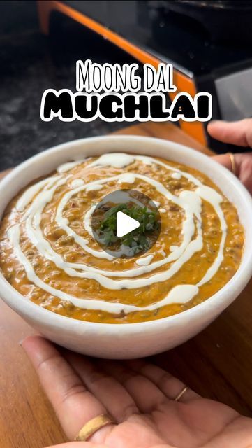 Aishwarya sonvane on Instagram: "Moong Dal Mughlai | Green moong Dal Mughlai

✅save the recipe and try it later 

✅Recipe details : 
Soak 1/2 cup whole green moong overnight or for 5-6 hours 
Now pressure cook it by adding haldi ,red chilli powder,1 cinnamon stick,1 masala cardamom ,2 green cardamom and cloves , salt as per taste and 1 or 1 1/2 glass water 
Now fry one thinely slices onion (birista)
Chop 1 onion , some ginger garlic and 2-3 green chillies finely 
Add some cumin seeds in the oil in which we have fried the onions follow by ginger garlic , chillies and onions 
Sauté everything until it becomes golden brown 
Now add haldi, red chilli powder,coriander powder followed by 1/2 cup curd 
Cook the curd nicely until the oil gets separated from gravy and fried onions 
Now add cooked d Whole Moong Dal Recipe, Gujrati Recipe, Green Moong Dal Recipe, Moong Dal Recipe, Dal Recipes, Green Cardamom, Red Chilli Powder, Breakfast Recipes Indian, Dal Recipe