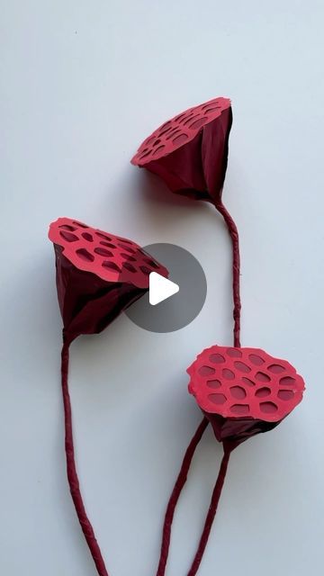 Beth | Paper Florist on Instagram: "Started a nice weird project to entertain myself featuring these red lotus pods, which took me all weekend to design and test and finalize. Not sure what else I would use these for in future arrangements! . . . #paperflowers #lotuspod #paperlotus #lotusflower #paperplants #makingflowers #paperflowertutorial" Paper Lotus, Lotus Pods, Red Lotus, Paper Plants, Paper Flower Tutorial, Lotus Flower, Paper Flowers, Florist, Lotus