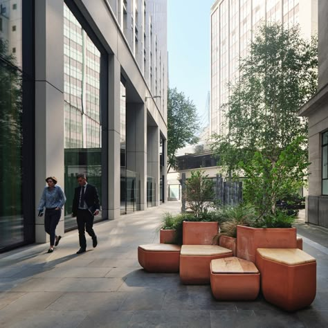 Biofilic Design, Urban Planters, Architectural Planters, Lobby Interior Design, Urban Center, Public Seating, Wall Seating, Urban Furniture, Building Plan