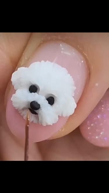 Nails Dog Art, 5d Gel Nail Art Design, Sculpture Nails Design, Nail Dog Design, Cute Dog Nail Art, Dog Print Nails, Nail Art Designs Cute Korean, Dogs Nails Art, Nails Dog Design