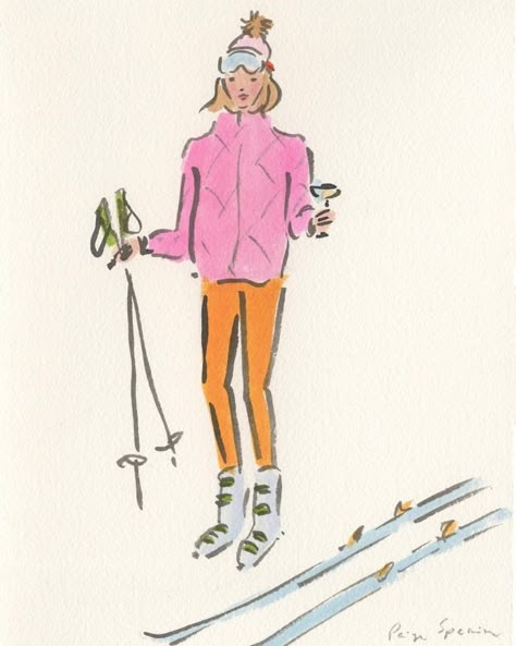 Ski Illustration Drawings, Christmas Drawing Ideas Aesthetic, Skiing Doodle, Ski Drawing Simple, Ski Doodle, Ski Sketch, Skier Drawing, Skiing Drawing, Ski Clipart