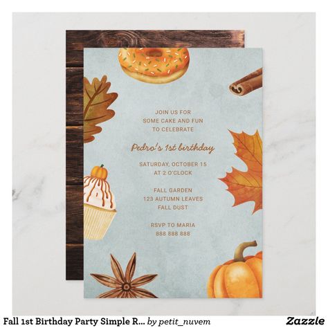 Fall 1st Birthday Party, Fall First Birthday Party, First Birthday Party Boy, Fall First Birthday, Fall Party Invitations, Fall 1st Birthdays, Baby Birthday Card, Pumpkin 1st Birthdays, Simple Birthday Party