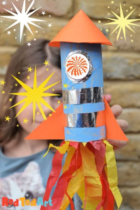 Firework Rocket Craft, Toilet Paper Roll Rocket, Bonfire Crafts For Kids, Bonfire Crafts, Rocket Craft For Kids, Glow Gallery, Fireworks Craft For Kids, Scratch Paper Art, Firework Colors