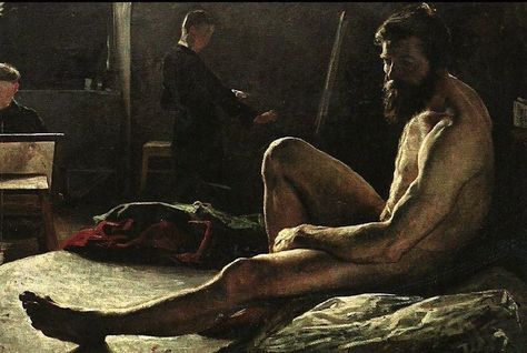 Seated male model' by Gottfrid Kallstenius, 1887-88 Beauty In Art, Artist Models, Photographic Studio, Male Figure, Gay Art, Male Art, Male Body, Male Beauty, Figure Painting