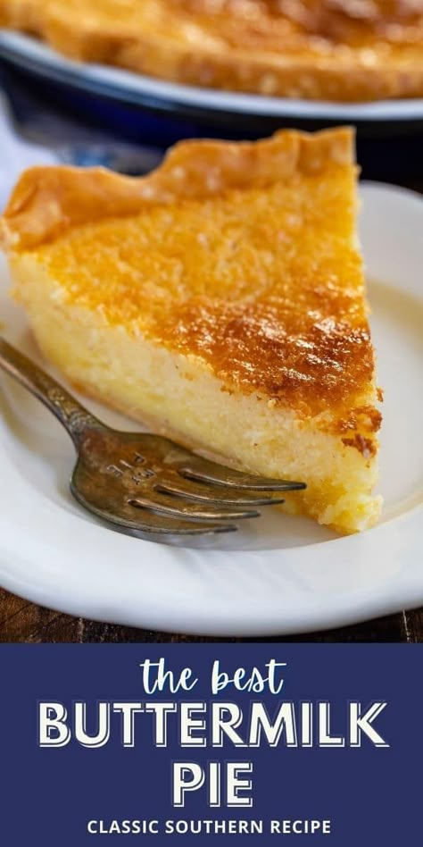 Southern Buttermilk Pie, Buttermilk Pie Recipe, Southern Pies, Chess Pie Recipe, Buttermilk Pie, Southern Desserts, Buttermilk Recipes, Easy Pie Recipes, Banoffee Pie