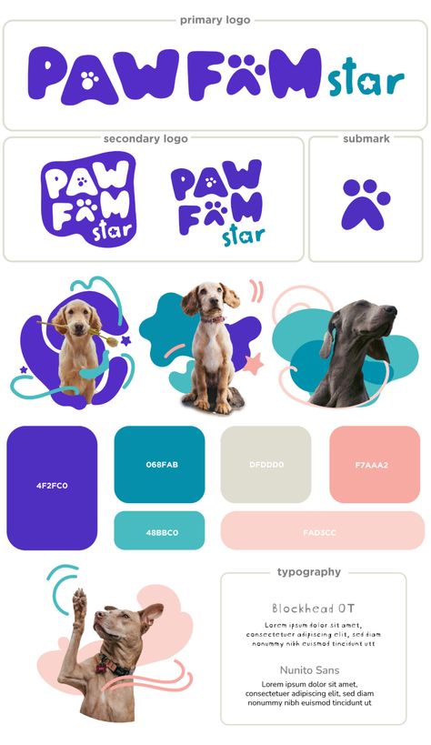 branding identity, graphics and website for a Dog Boarding and Dog Daycare company. Dog Brand Identity, Petshop Logo Design, Pet Brochure, Zoo Branding, Pet Branding Design, Dog Business Logo, Dog Graphic Design, Pets Logo, Dog Daycare Business