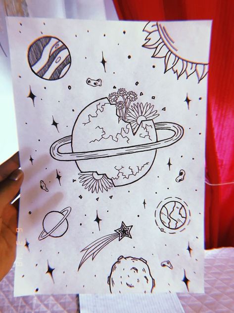 Dibujos Arte Doodle, Space Drawings, Piece Of Paper, Sketch Inspiration, Pencil Art Drawings, Cool Art Drawings, Doodle Drawings, Art Journals, Art Drawings Simple